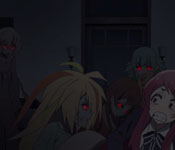 sakura surrounded by zombie girls